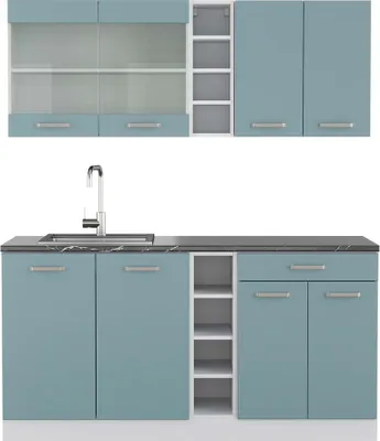 Produktbild von Singleküche Vicco R-Line Blau-Grau/Weiß 160 cm , AP Anthrazit, Model 42692