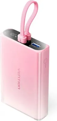 Produktbild von Powerbank Vention 10000 mAh mit LED-Display USB-C + Lightning + USB-A 22 5 W (rosa)