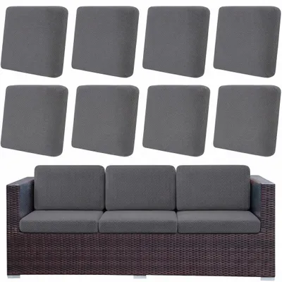 Produktbild von Outdoor Patio Sitzkissenbezug, Stretch Sofakissenbezüge Sofabezüge Abnehmbar Terrasse Gartenpolster Ersatzbezug für Rattan Ecksofa Terrassenmöbel,Dunkelgrau