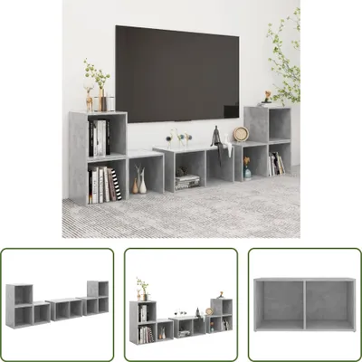 Produktbild von The Living Store 6-tlg. TV-Schrank-Set Betongrau Holzwerkstoff