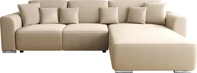 Produktbild von Ecksofa mit Schlaffunktion - Ecke wechselbar - Stoff - Beige - MELTANA
