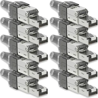 Produktbild von Netzwerkstecker Cat7 CAT 7 RJ45 Stecker 10x Steckverbinder werkzeuglos geschirmt
