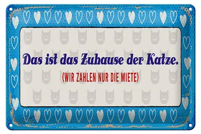 Produktbild von Blechschild Spruch 12x18 cm Das ist das Zuhause vom Katze Schild