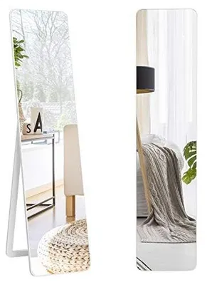 Productafbeelding van FANTASK 2-in-1 spiegel voor het hele lichaam, zowel als staande spiegel als wandspiegel, met houten frame