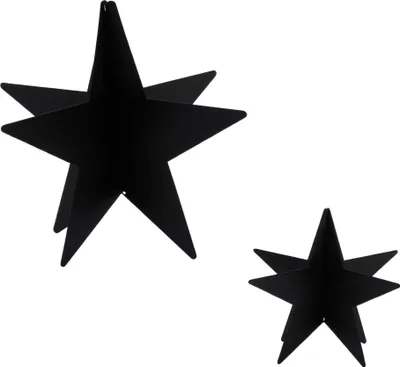 Produktbild von Metall Deko Stern schwarz im 2er Set  – 14 und 8 cm – Weihnachtsdeko Sterne - Advent Weihnachts Dekoration Tischdekoration Fensterdekoration