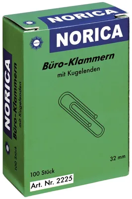 Immagine prodotto di NORICA 2225 Büroklammern mit Kugelenden - 32 mm glatt, verzinkt, 100 Stück