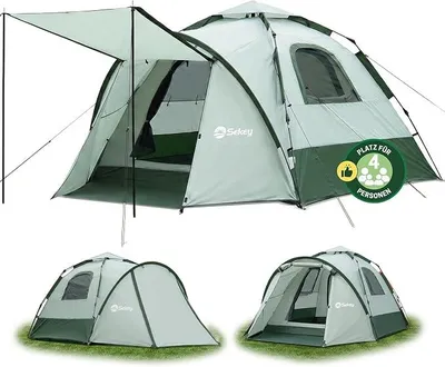 Imagen del producto de Tienda de campaña pop-up para 4 personas, impermeable, con toldo integrado