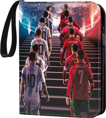 Produktbild von Fußball Karten Sammelalbum, 4 Taschen Fussball Sammelkarten Album mit Reißverschluss Tragegriff, 50 Hüllen für 400 Karten, Wasserdicht Kunstleder Heft