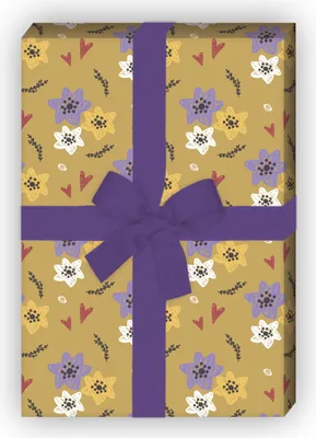 Produktbild von Herziges Geschenkpapier mit gemalten Blümchen, beige - G11909, 32 x 48cm