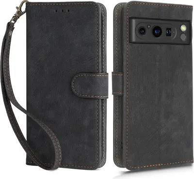 Immagine prodotto di Custodia per Google Pixel 8 Pro - Cover portafoglio Phonesta Vintage Skin con cordino staccabile - Nero