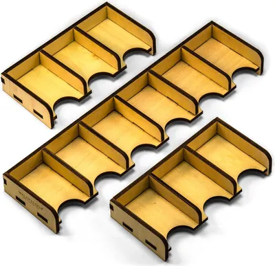 Produktbild von Holz Spielkartenhalter - 6 Fächer - hellbraun - mit 2 Kartenhaltern
