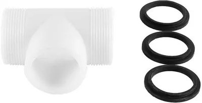 Productafbeelding van T-stuk set voor 1,5 inch slang - PVC - Zwembadslang - Set met L-ringen - klemmen - voorkomt lekkages - duurzaam materiaal - slangconnector