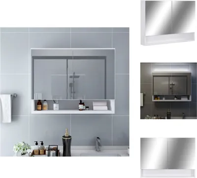 Obrázok produktu pre vidaXL LED kúpeľňová zrkadlová skrinka biela 80x15x60 cm MDF - Kúpeľňové doplnky
