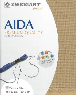 Produktbild von AIDA Zweigart, vorgeschnitten, 18 ct, feine AIDA 3793, Farbe 300, hellbeige, Stickstoffabrik für Kreuzstich, 48x53 cm