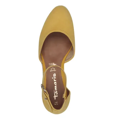 Produktbild von Tamaris Damen Pumps Espadrille Leder Keil Sandale Fesselriemen 1-22309-42, Größe:38 EU, Farbe:Gelb