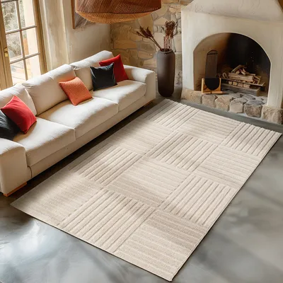 Produktbild von Carpetsale24 Hochflor Teppich Wohnzimmer Skandinavische Boho Design 3D Optik Teppich Shaggy Flauschig Weich, Grösse: 200x290 cm