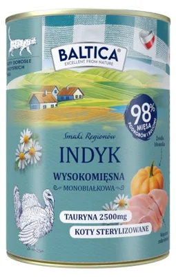 Zdjęcie produktu dla Baltica Smaki Regionów Indyk 400g Bezzbożowa Mokra Karma Dla Kotów Sterylizowanych