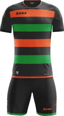 Produktbild von 140 2XS/XS|Zeus Icon Teamwear Set Trikot mit Shorts schwarz orange grün