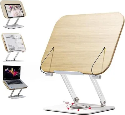 Produktbild von Famanu Leseständer faltbar mit verstellbarem Laptopständer - 360° drehbar, ideal für Büro, Küche und Schule