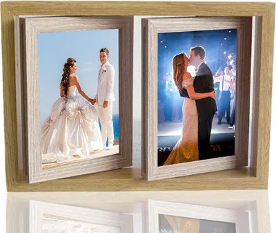 Produktbild von Famanu Bilderrahmen doppelseitig, Holzrahmen für 4 Fotos 18 x 13 cm - Hochzeit