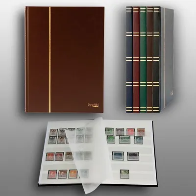 Produktbild von Prophila Collection 16 weiße Seiten A5 Briefmarken-Einsteckbuch brauner Einband
