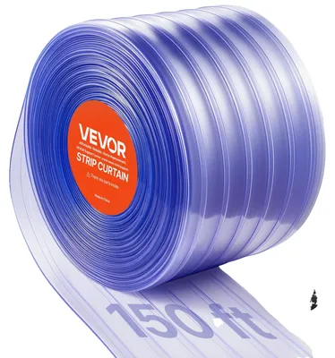 Obrázek produktu pro VEVOR PVC pásová clona, délka 45,72 m x šířka 30 cm, lamelová clona, v metráži, -20 °C až 60 °C Závěsné pásy pro dveře supermarketů, garáží, skladů, chovatelských zařízení, žebrované