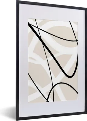 Produktbild von MuchoWow® Gerahmtes Poster Linie - Abstrakt - Minimalismus - Pastell 40x60 cm - Poster mit Schwarzem Bilderrahmen Wandposter Rahmen Foto Bilder - Poster in Rahmen