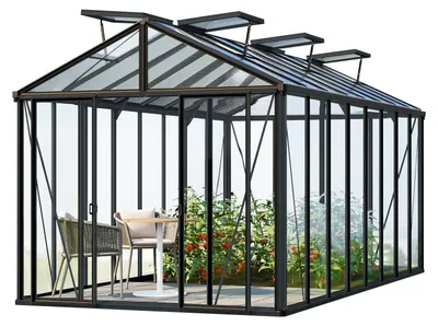 Produktbild von GFP Gewächshaus Hera 8 Glasgewächshaus 263x514 cm | Aluminium-Rahmen Farbe Anthrazit