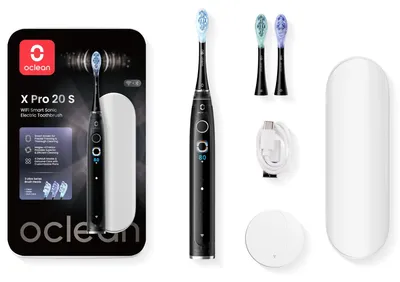 Produktbild von Oclean X Pro 20 Set, Erwachsener, Schallzahnbürste, Schwarz, 84000 Bewegungen pro Minute, IPX7, Akku