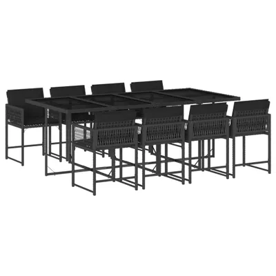 Immagine prodotto di vidaXL set da pranzo da giardino 9 pezzi con cuscini in rattan nero poli