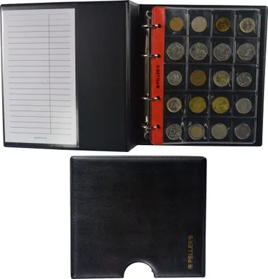 Produktbild von Sammelalbum mit Schutzkassette für 275 Münzen: 5+5 Münzhüllen, Für 175 Münzen bis 23mm Durchmesser und Für 100 Münzen bis 31mm Durchmesser. Münzalbum M