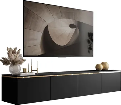 Produktbild von TV-Hängeschrank CELINE schwarz matt 200 cm mit LED-Beleuchtung