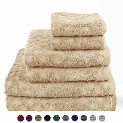 Produktbild von Handtuch 6er set 2x Duschtuch 2x Handtuch 2x Gästetuch 100% Baumwolle Frottee, Farbe:Dunkelblau