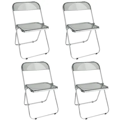 Produktbild von Klappstuhl 4er Set Lounge-Sessel Besuchersstuhl Transparentes Grau
