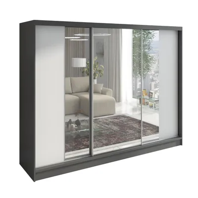 Produktbild von Schwebetürenschrank VENA 3-türiger Kleiderschrank mit 3 Spiegeln, 3  Kleiderstangen – Funktionalität und Eleganz!