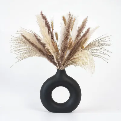 Produktbild von Keramik Vase Donut Form Matt Schwarz Größe M