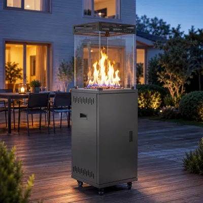Obrázok produktu pre ZMH Plynový ohrievač terasy 13kW vykurovacia huba s ochranou proti prevráteniu nastaviteľný plameň pre fľašu 15kg balkón záhrada