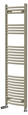 Immagine prodotto di Asciugamani radiante LuxeBath 500x1500 mm, radiatore per bagno con valvola termostatica, asciugamano Sahara curvo con attacco laterale, portasciugamani, color beige