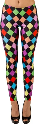 Produktbild von Karierte Clown-Leggins für Frauen in Neonfarben 80er Jahre Größe S/M (36 - 42)
