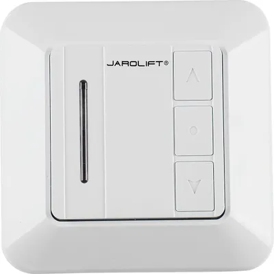 Produktbild von Jarolift Funk-Wandsender TDRC, 1-Kanal TDRC 01W Funksteuerung für Rollläden & Markisen, kompatibel mit TDEF Funkmotoren & TDRR Empfängern, 433 MHz Rolling Code, inkl. Rahmen & Magnethalterung