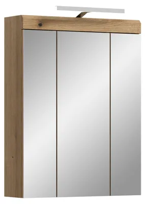 Image de Scout armoir de salle de bain avec miroir avec éclairage 3 portes miroir chêneReproduction.