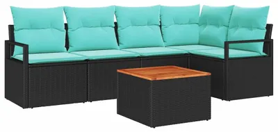 Produktbild von vidaXL Gartensofa-set 6 stk. Schwarz Poly-Rattan