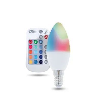 Immagine prodotto di E14 LED RGB 5W con telecomando lampadina cambia colore 250 lumen lampada a risparmio energetico classe energetica A+ forma a candela