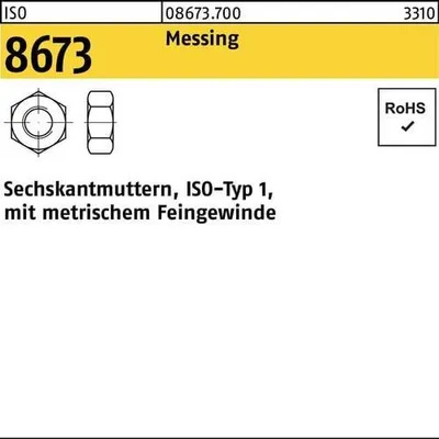 Produktbild von Sechskantmutter ISO 8673 M10x 1 Messing 100 Stück