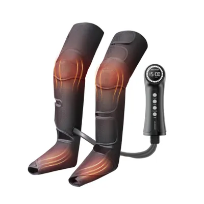 Image de ZELURXX Appareil de massage des jambes à pression d'air avec fonction de chauffage Intensité à plusieurs niveaux Détente Massage musculaire