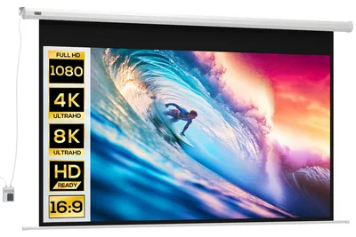 Produktbild von Elektrischer Projektor Leinwand 100" 16:9 | Farbe: Weiß | Abmessungen: 8x251x168 cm