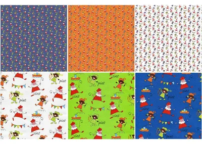 Productafbeelding van Assortiment 17 Sinterklaaspapier Cadeaupapier Inpakpapier - 200 x 70 cm - 6 rollen