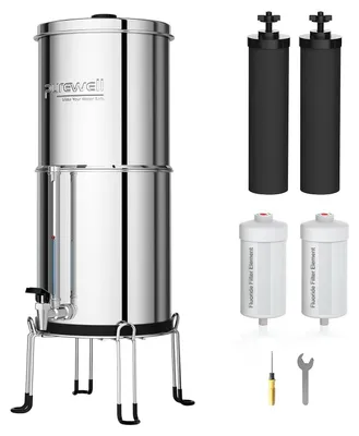 Image de Filtre à eau par gravité - 11 litres - Acier inoxydable 304 - Filtration en 6 étapes - Système de filtration d'eau potable