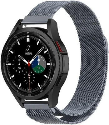 Produktbild von Strap-it Milanese Armband - Kompatibel mit Samsung Galaxy Watch 4 Classic Armband 46mm Edelstahl Ersatzarmband mit Magnetverschluss - Hochwertiges Material - für Smartwatch 20mm Armband Grau