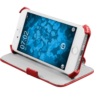 Produktbild von PhoneNatic Echt-Lederhülle kompatibel mit Apple iPhone 7 / 8 / SE 2020 - Leder-Case rot + Glasfolie